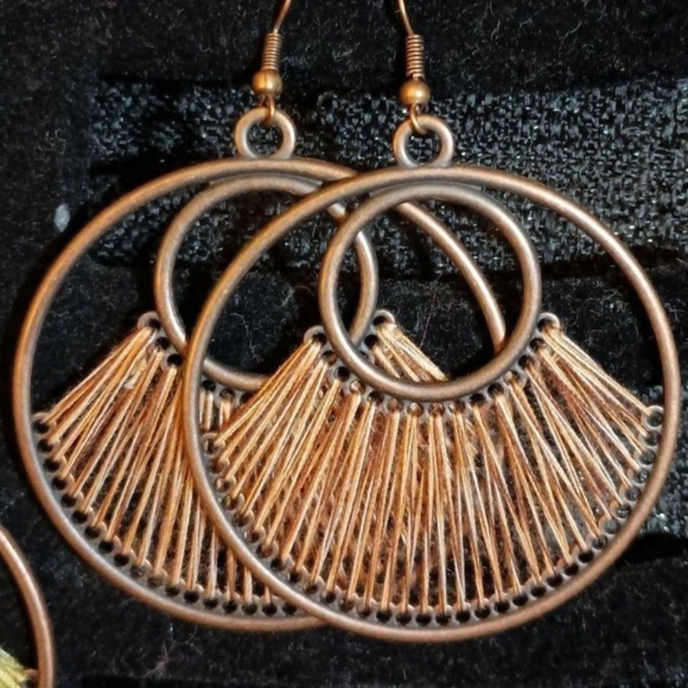 Bohemian hanging hoop earrings set of 4 SKUCH039 - Picture 5 of 7